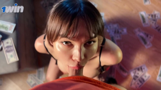 Жаркий минет от пышногрудой соблазнительницы